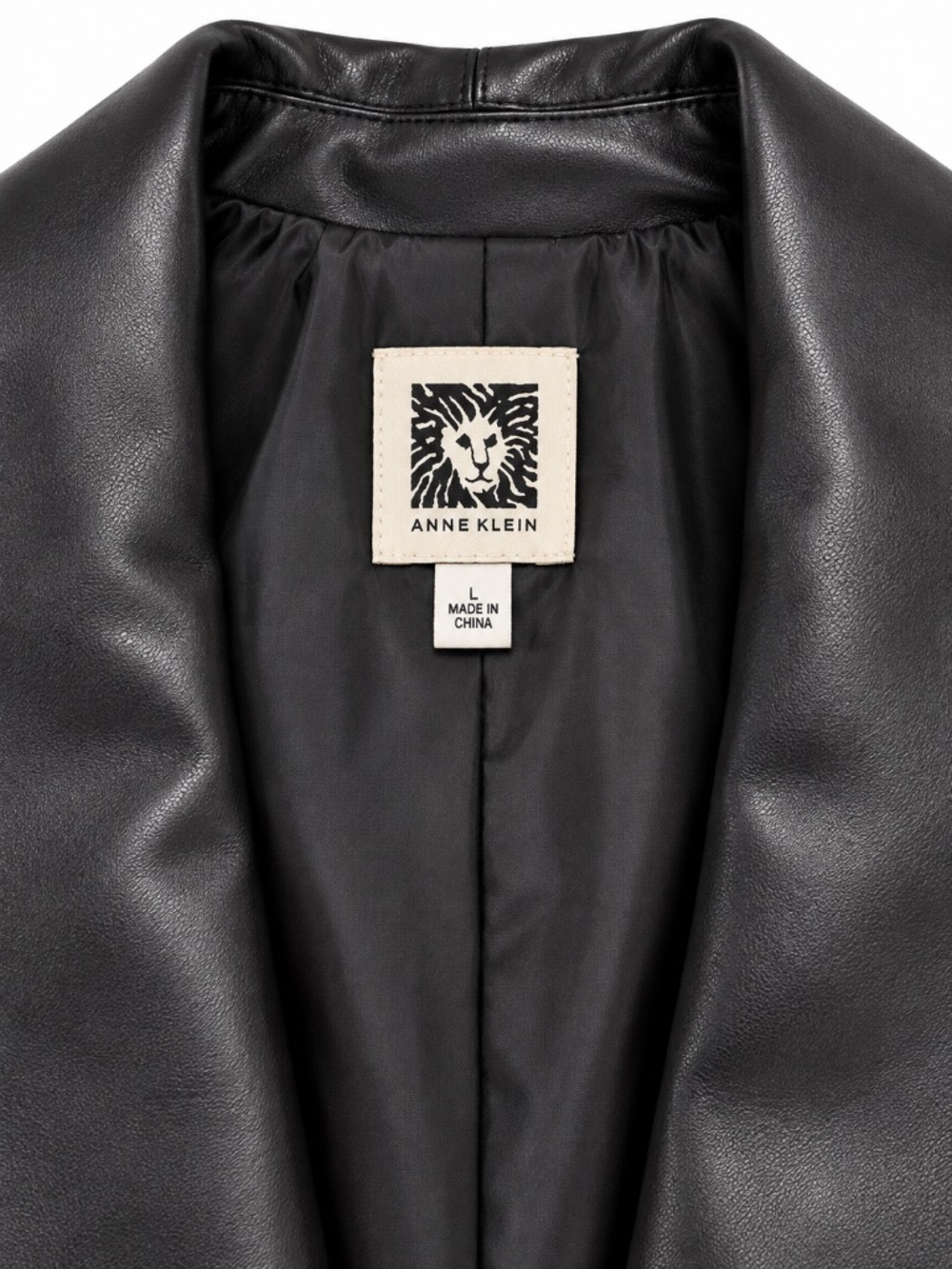Anne Klein Black Faux Leather Blazer – Size L - Picture 3 of 5